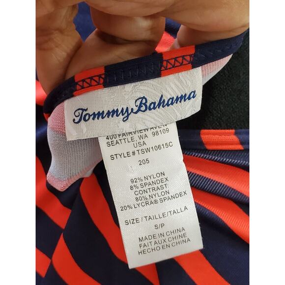 Tommy Bahama Red Navy Blue Sea Swell Split Neck Spa Dress Tassel Ties Size Small - Picture 9 of 13